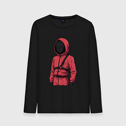 Лонгслив хлопковый мужской Страж в аниме стиле, цвет: черный