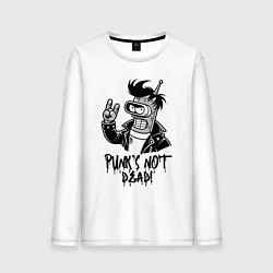 Лонгслив хлопковый мужской Bender - punks not dead motto, цвет: белый