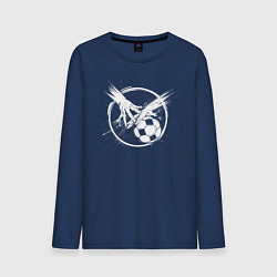 Лонгслив хлопковый мужской Рука и мяч для гандбола, цвет: тёмно-синий