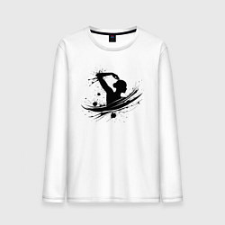 Лонгслив хлопковый мужской Плывущая девушка, цвет: белый