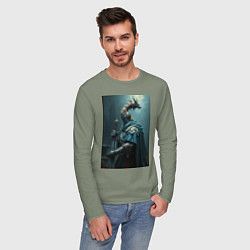 Лонгслив хлопковый мужской Рыцарь в броне в стиле Dark Souls, цвет: авокадо — фото 2