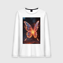 Лонгслив хлопковый мужской Огненная бабочка, цвет: белый