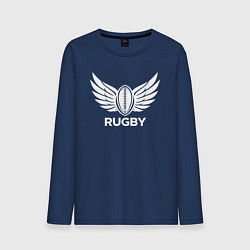 Лонгслив хлопковый мужской Крылья регби, цвет: тёмно-синий
