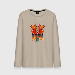 Лонгслив хлопковый мужской Doom2 logo, цвет: миндальный