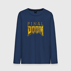 Лонгслив хлопковый мужской Doom final gold logo, цвет: тёмно-синий