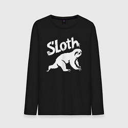 Лонгслив хлопковый мужской Граффити ленивец, цвет: черный