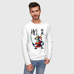 Лонгслив хлопковый мужской Bender bending robot with katana - samurai, цвет: белый — фото 2