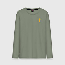 Лонгслив хлопковый мужской Сохранит душу твою Господь желтый арт, цвет: авокадо
