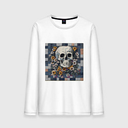Мужской лонгслив Череп в цветах мозаика