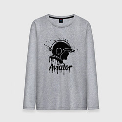 Лонгслив хлопковый мужской Авиатор черной краской, цвет: меланж