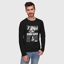 Лонгслив хлопковый мужской Клинок рассекающий демонов - Танджиро, цвет: черный — фото 2