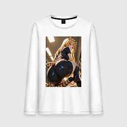 Лонгслив хлопковый мужской Девушка-тигрица в облегающих щортиках, цвет: белый