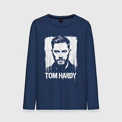 Лонгслив хлопковый мужской Том Харди в краске экспрессия, цвет: тёмно-синий