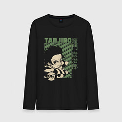 Лонгслив хлопковый мужской Тандзиро Камадо клинок, цвет: черный