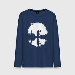Лонгслив хлопковый мужской Тень человека в Англии, цвет: тёмно-синий