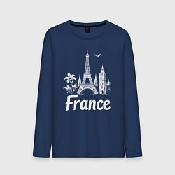 Лонгслив хлопковый мужской Французская элегантность, цвет: тёмно-синий