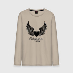 Лонгслив хлопковый мужской Крылья любви: День святого Валентина, цвет: миндальный