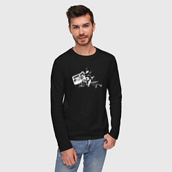 Лонгслив хлопковый мужской Tape crash, цвет: черный — фото 2