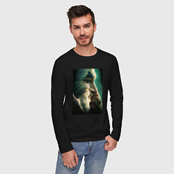 Лонгслив хлопковый мужской Улыбка Джокера, цвет: черный — фото 2