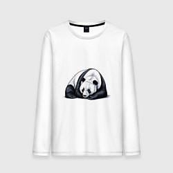 Лонгслив хлопковый мужской Лежащая панда, цвет: белый