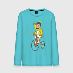 Лонгслив хлопковый мужской Фредди на велосипеде цвета бирюзовый — фото 1