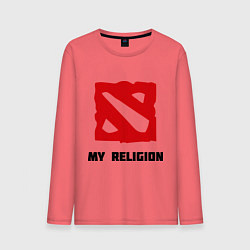 Лонгслив хлопковый мужской Dota 2: My Religion цвета коралловый — фото 1