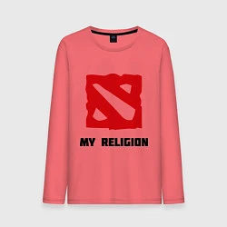 Лонгслив хлопковый мужской Dota 2: My Religion, цвет: коралловый