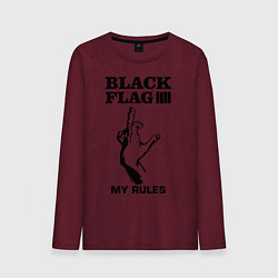 Лонгслив хлопковый мужской Black flag, цвет: меланж-бордовый