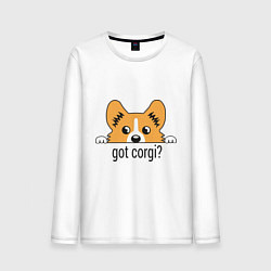 Лонгслив хлопковый мужской Got Corgi, цвет: белый