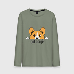 Лонгслив хлопковый мужской Got Corgi, цвет: авокадо