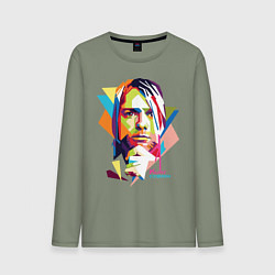Лонгслив хлопковый мужской Kurt Cobain: Colors, цвет: авокадо
