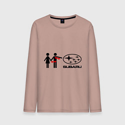 Лонгслив хлопковый мужской I love subaru, цвет: пыльно-розовый