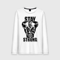 Лонгслив хлопковый мужской Stay strong, цвет: белый