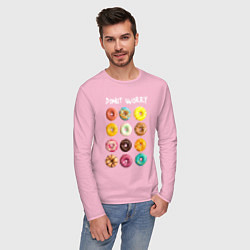 Лонгслив хлопковый мужской Donut Worry, цвет: светло-розовый — фото 2