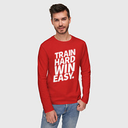 Лонгслив хлопковый мужской Train hard win easy, цвет: красный — фото 2