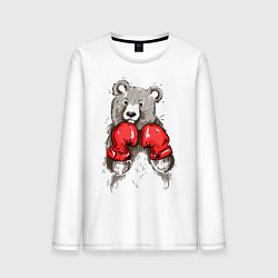 Лонгслив хлопковый мужской Bear Boxing, цвет: белый