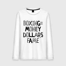 Лонгслив хлопковый мужской Boxing money, цвет: белый