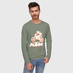 Лонгслив хлопковый мужской KTM белый, цвет: авокадо — фото 2