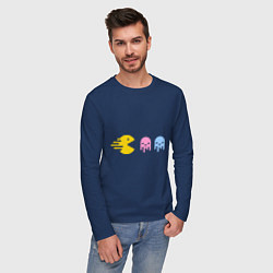 Лонгслив хлопковый мужской Pac-Man: Fast Eat, цвет: тёмно-синий — фото 2