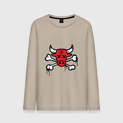 Лонгслив хлопковый мужской Chicago Bulls (череп), цвет: миндальный