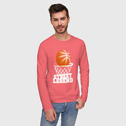 Лонгслив хлопковый мужской Баскетбол, цвет: коралловый — фото 2