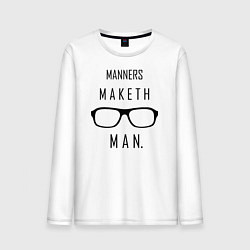 Лонгслив хлопковый мужской Kingsman: Manners maketh man, цвет: белый