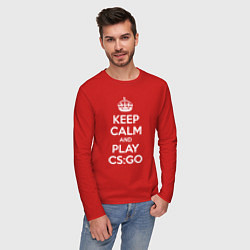 Лонгслив хлопковый мужской Keep Calm & Play CS:GO, цвет: красный — фото 2
