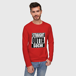 Лонгслив хлопковый мужской Straight Outta Sochi, цвет: красный — фото 2