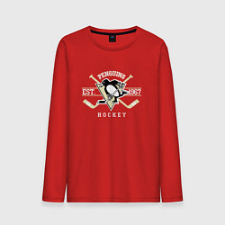 Лонгслив хлопковый мужской Pittsburgh Penguins: Est.1967, цвет: красный