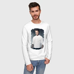 Лонгслив хлопковый мужской David Beckham, цвет: белый — фото 2