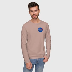 Лонгслив хлопковый мужской NASA, цвет: пыльно-розовый — фото 2