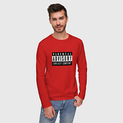 Лонгслив хлопковый мужской Parental Advisory, цвет: красный — фото 2