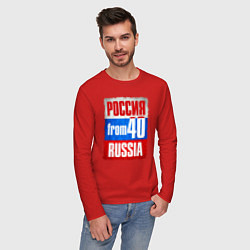 Лонгслив хлопковый мужской Russia: from 40, цвет: красный — фото 2