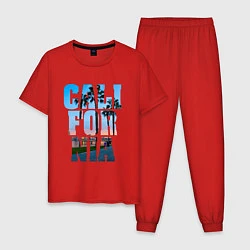 Пижама хлопковая мужская California Dreams, цвет: красный